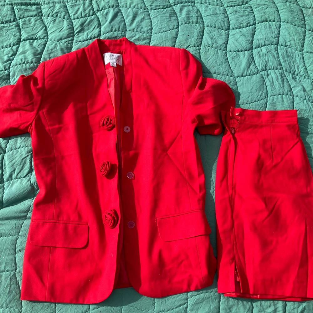Valerie Stevens Vibrant Red Blazer & skirt